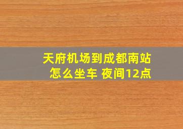 天府机场到成都南站怎么坐车 夜间12点